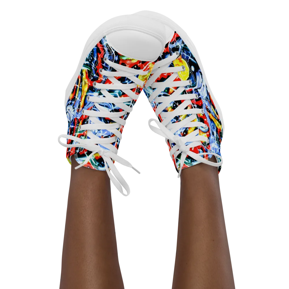 Chromatic Impact on Women's High Top Canvas Shoes — Front