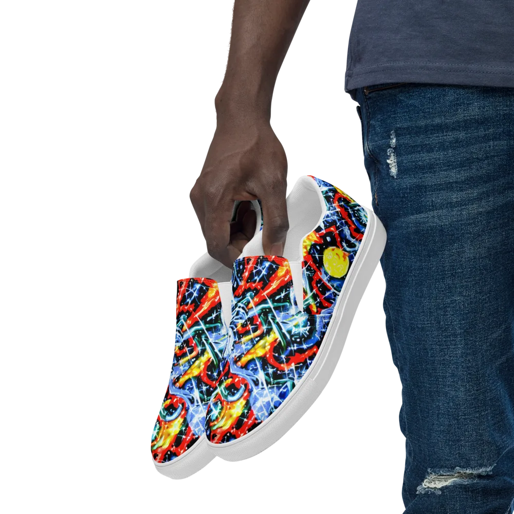 Chromatic Impact on Men's Slip-On Canvas Shoes — Left Front