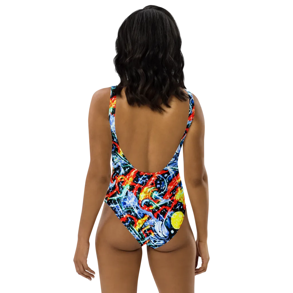 Chromatic Impact on One-Piece Swimsuit — Back