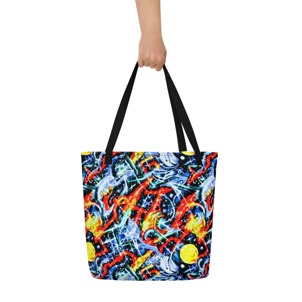 Chromatic Impact on Large Tote Bag W/ Pocket — Front