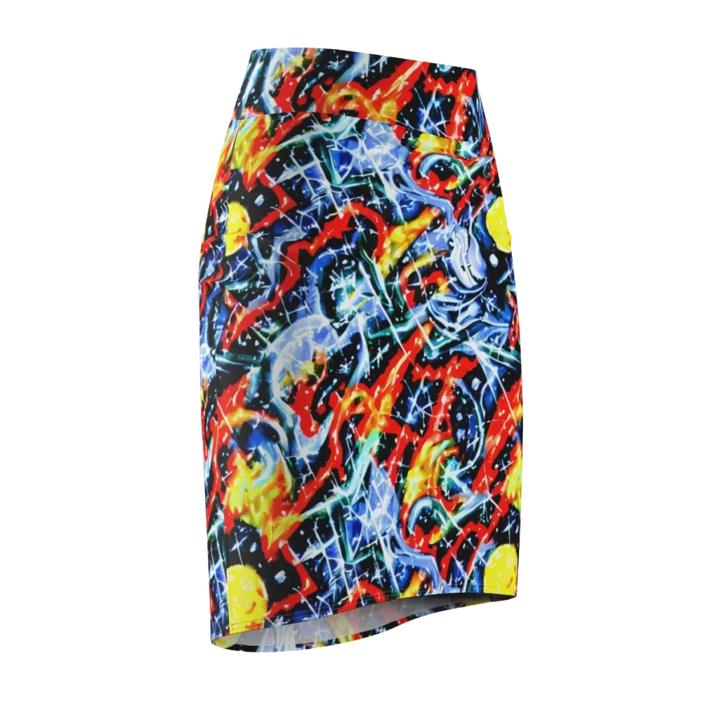 Chromatic Impact on Pencil Skirt — Front Side