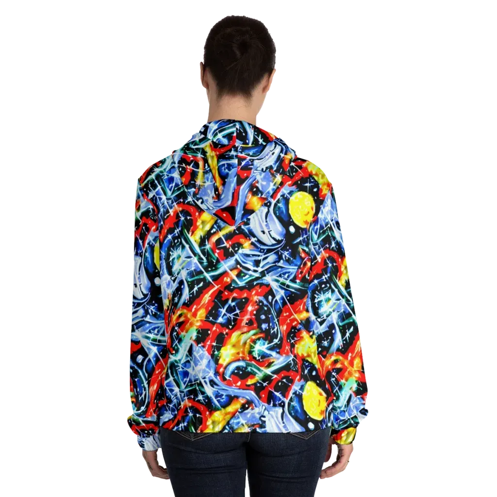 Chromatic Impact on Women's Full-Zip Hoodie — Back On Person