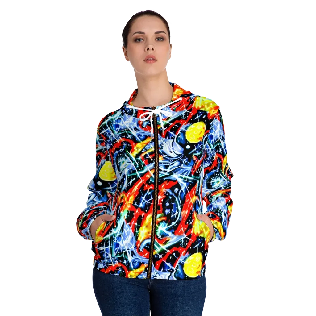 Chromatic Impact on Women's Full-Zip Hoodie — Front On Person