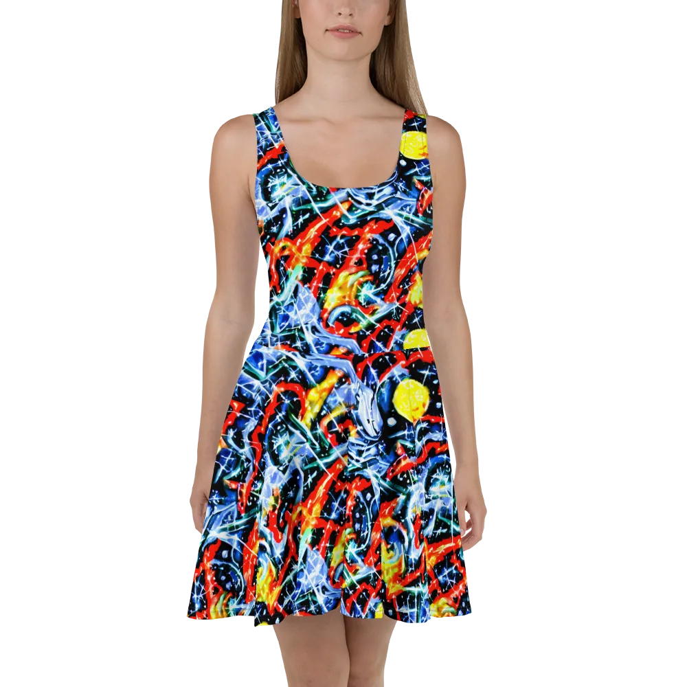Chromatic Impact on Skater Dress — Front