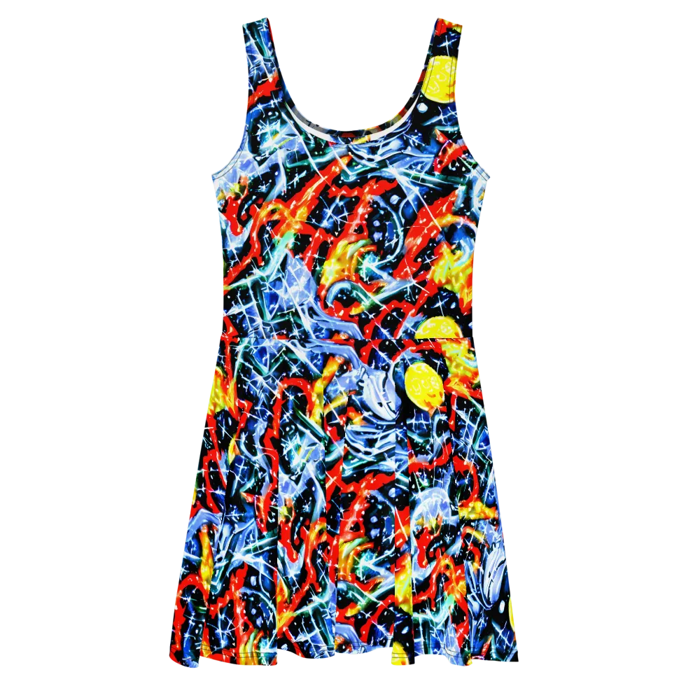 Chromatic Impact on Skater Dress — Front