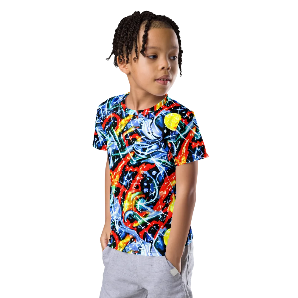 Chromatic Impact on Kids Crew Neck T-Shirt — Left Front