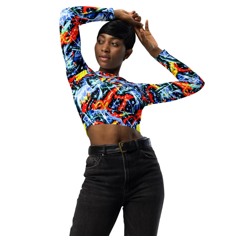 Chromatic Impact on Long Sleeve Crop Top — Front