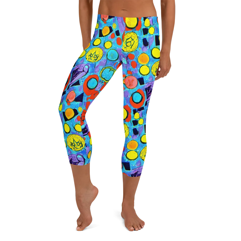 Cyan Carnival on Capri Leggings — Front