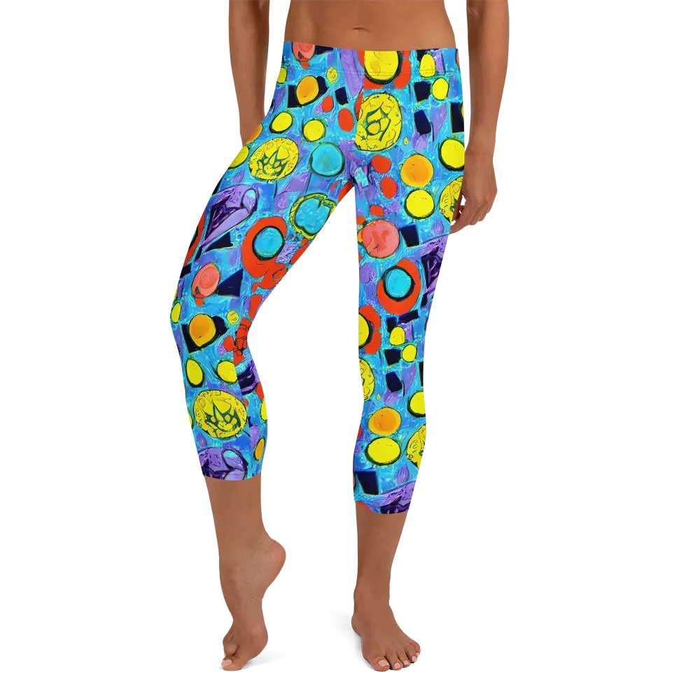 Cyan Carnival on Capri Leggings — Front