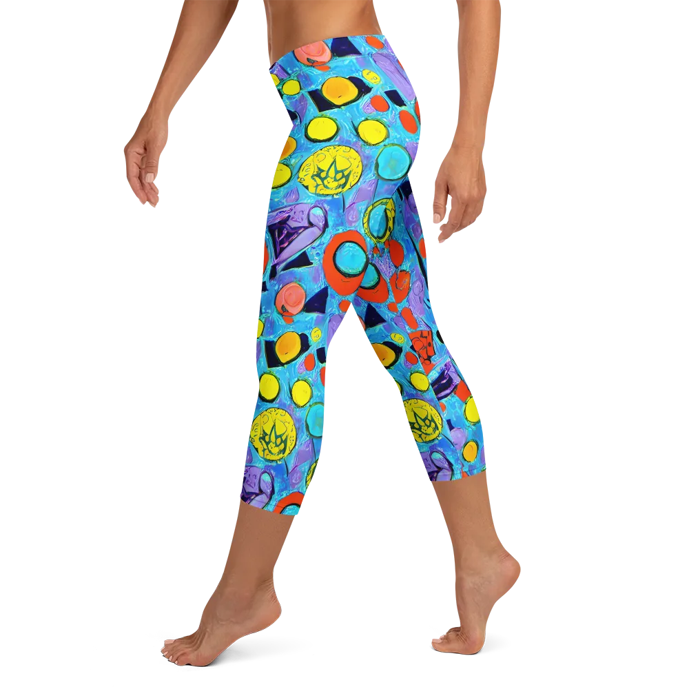 Cyan Carnival on Capri Leggings — Left
