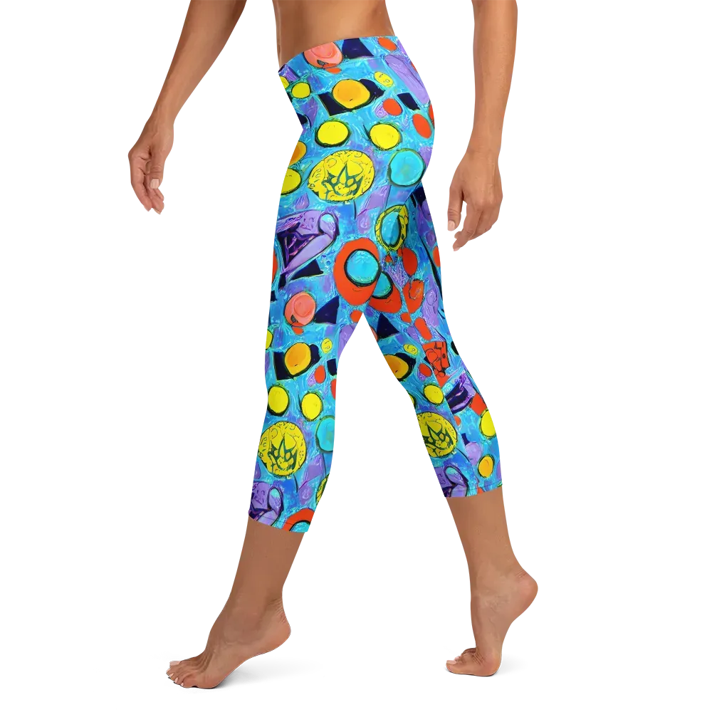 Cyan Carnival on Capri Leggings — Left