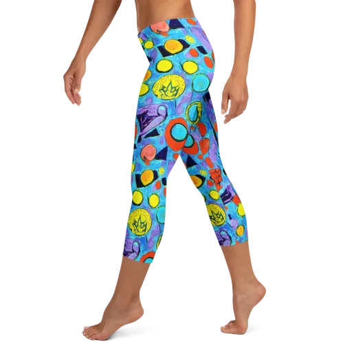 Cyan Carnival on a Capri Leggings