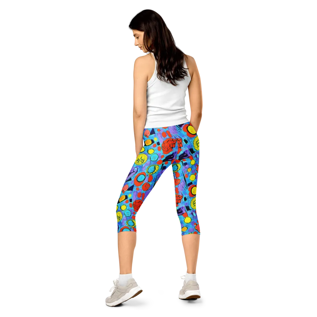 Cyan Carnival on Capri Leggings — Back