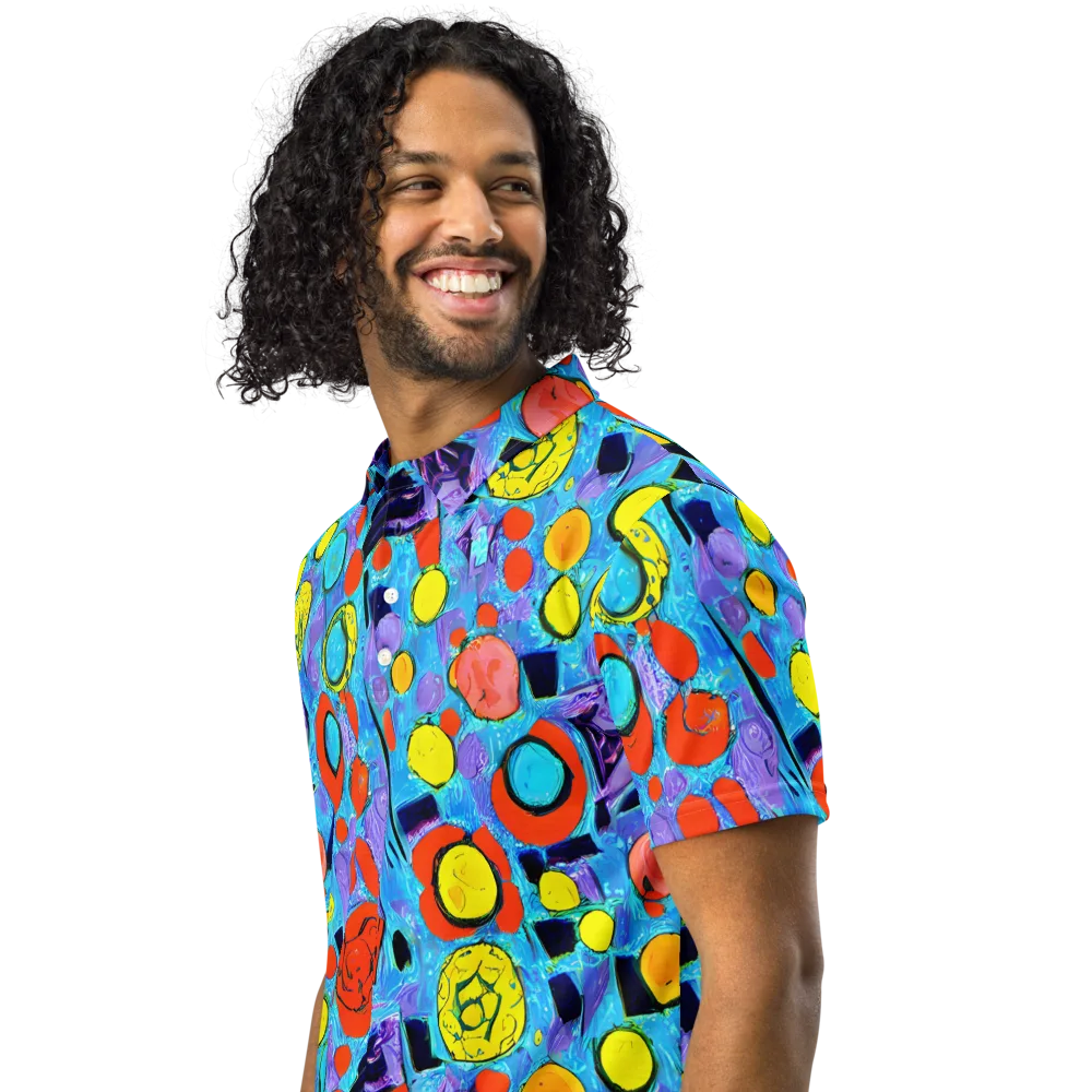 Cyan Carnival on Men's Slim Fit Polo Shirt — Left Front