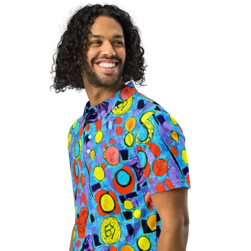 Cyan Carnival on a Men's Slim Fit Polo Shirt