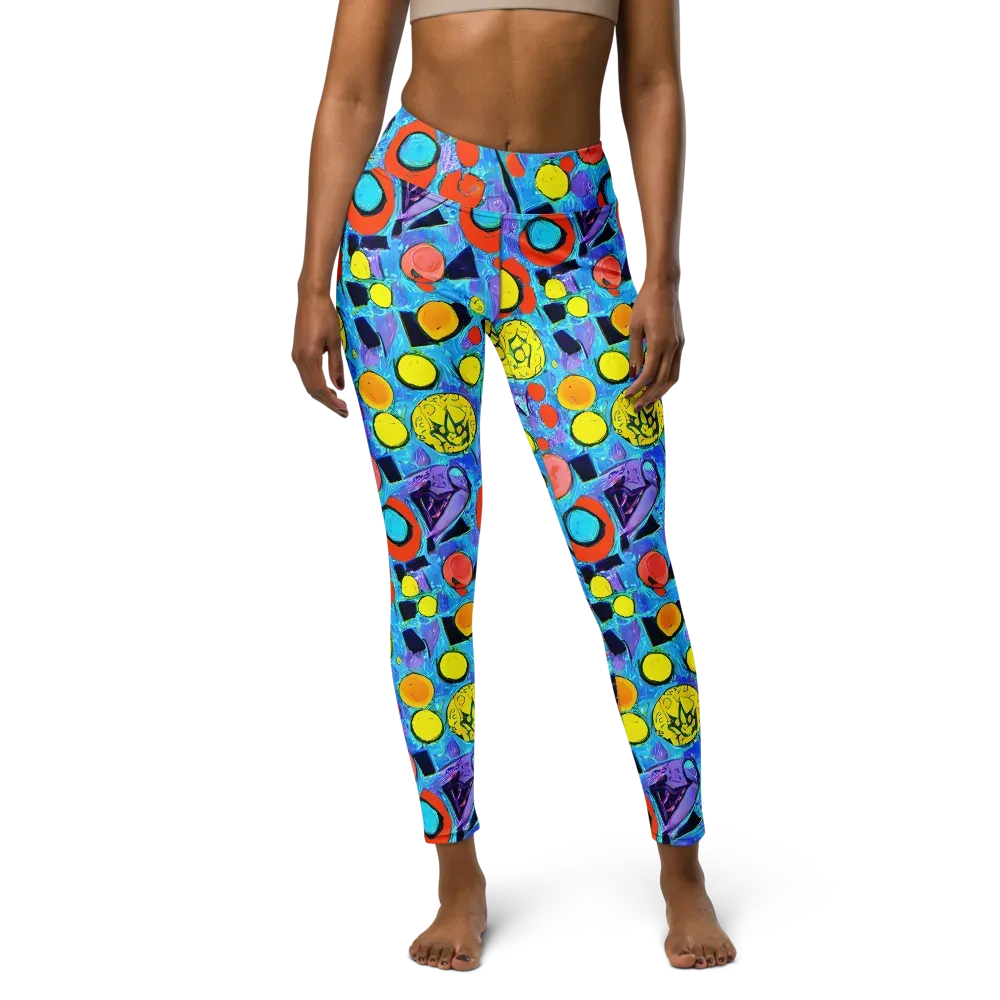 Cyan Carnival on Yoga Leggings — Front