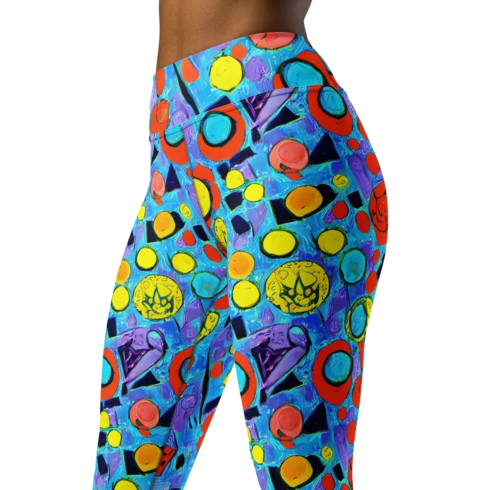 Cyan Carnival on Yoga Leggings — Left Front