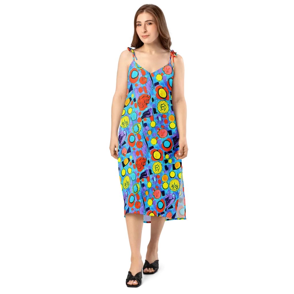 Cyan Carnival on Slip Dress — Front