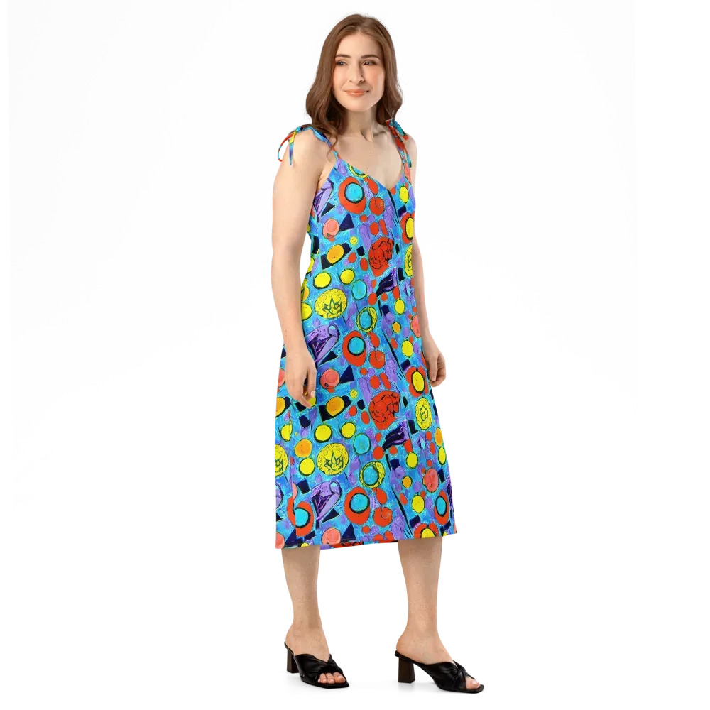 Cyan Carnival on Slip Dress — Right Front