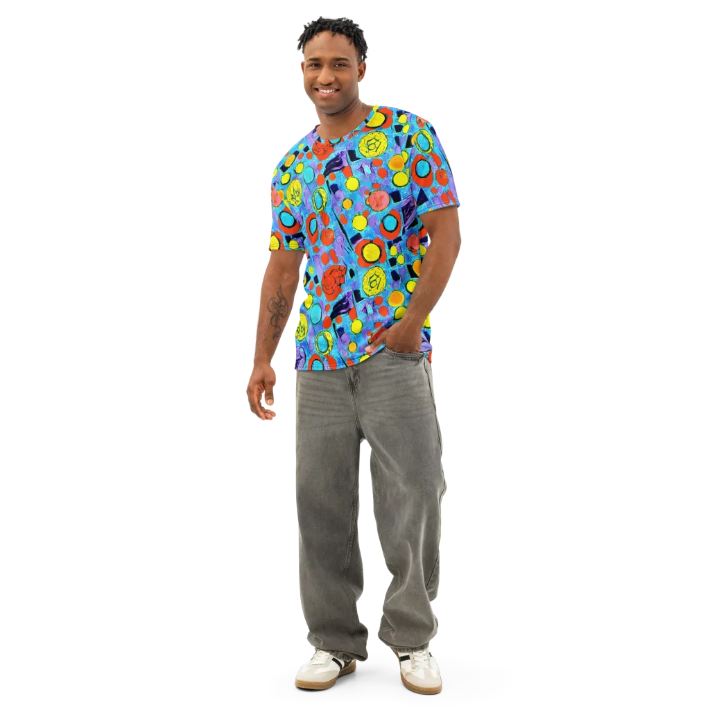 Cyan Carnival on Men's Cotton Crew Neck T-Shirt — Front