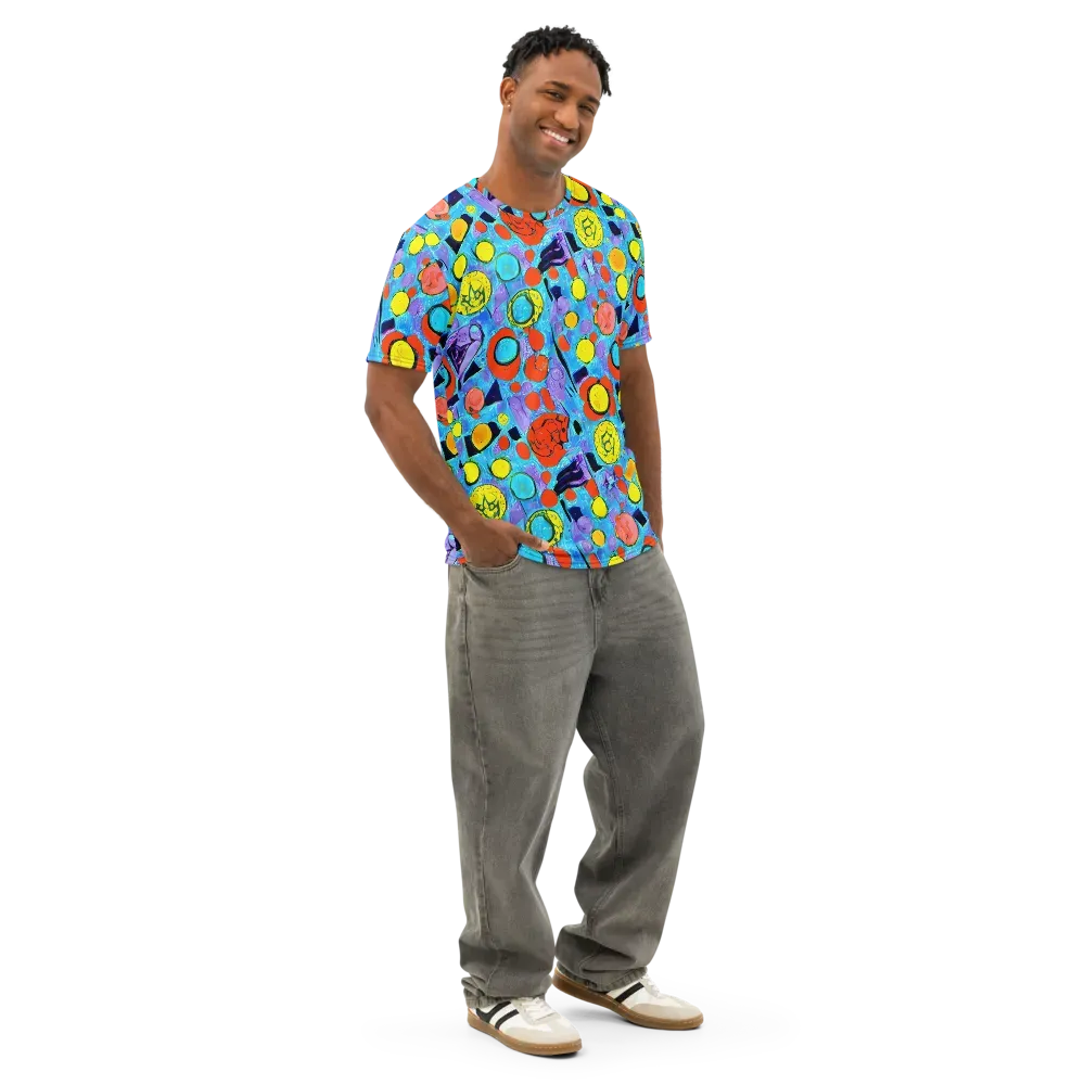 Cyan Carnival on Men's Cotton Crew Neck T-Shirt — Right Front