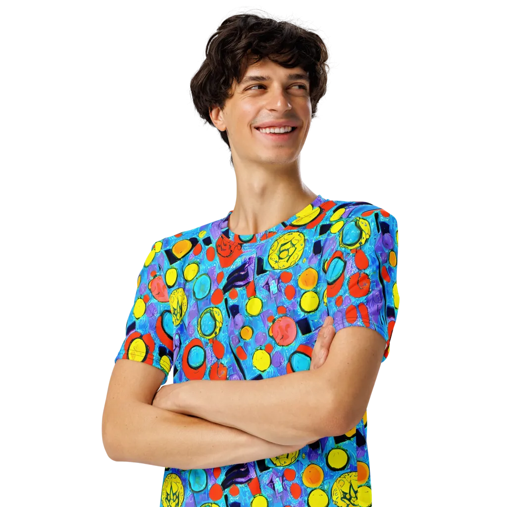 Cyan Carnival on Men's Crew Neck T-Shirt — Left Front
