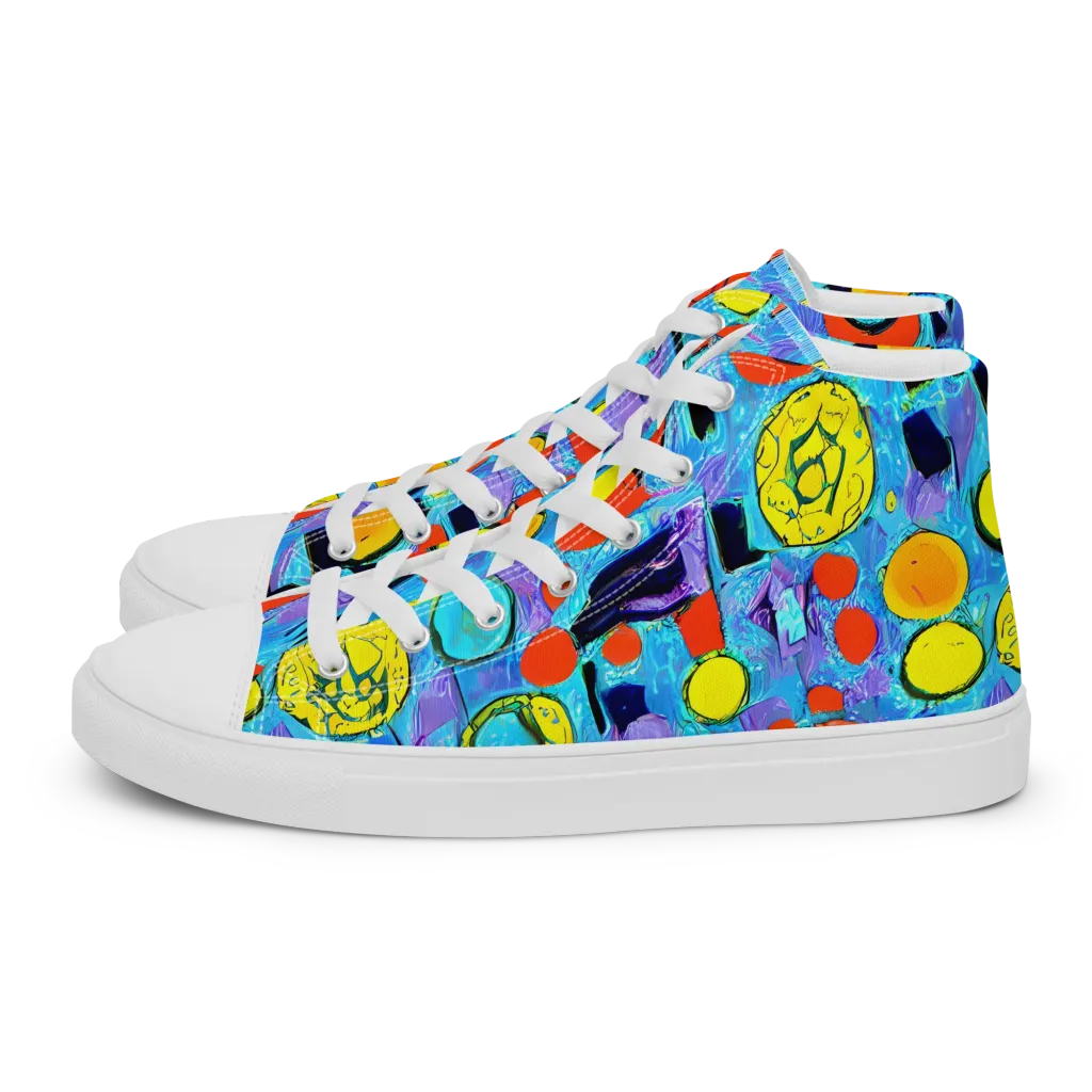Cyan Carnival on Men's High Top Canvas Shoes — Left
