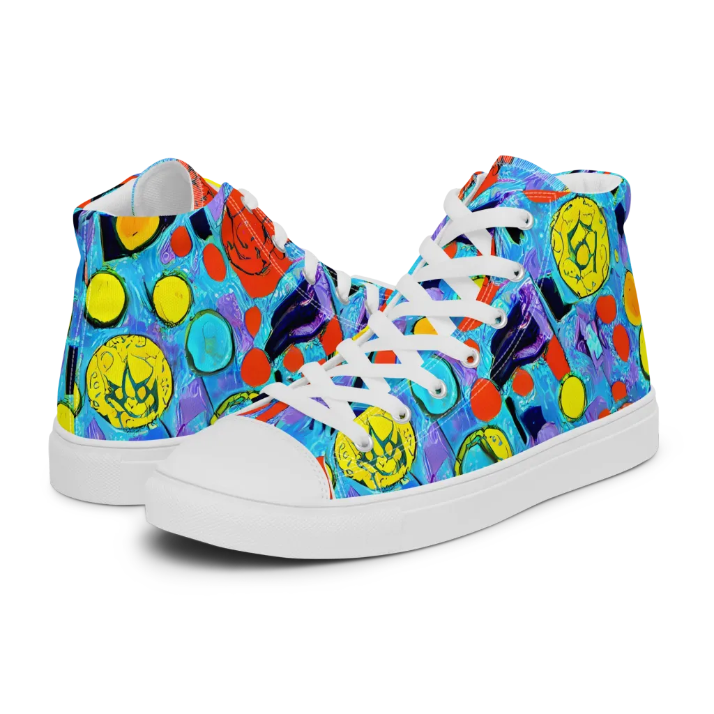 Cyan Carnival on Men's High Top Canvas Shoes — Left