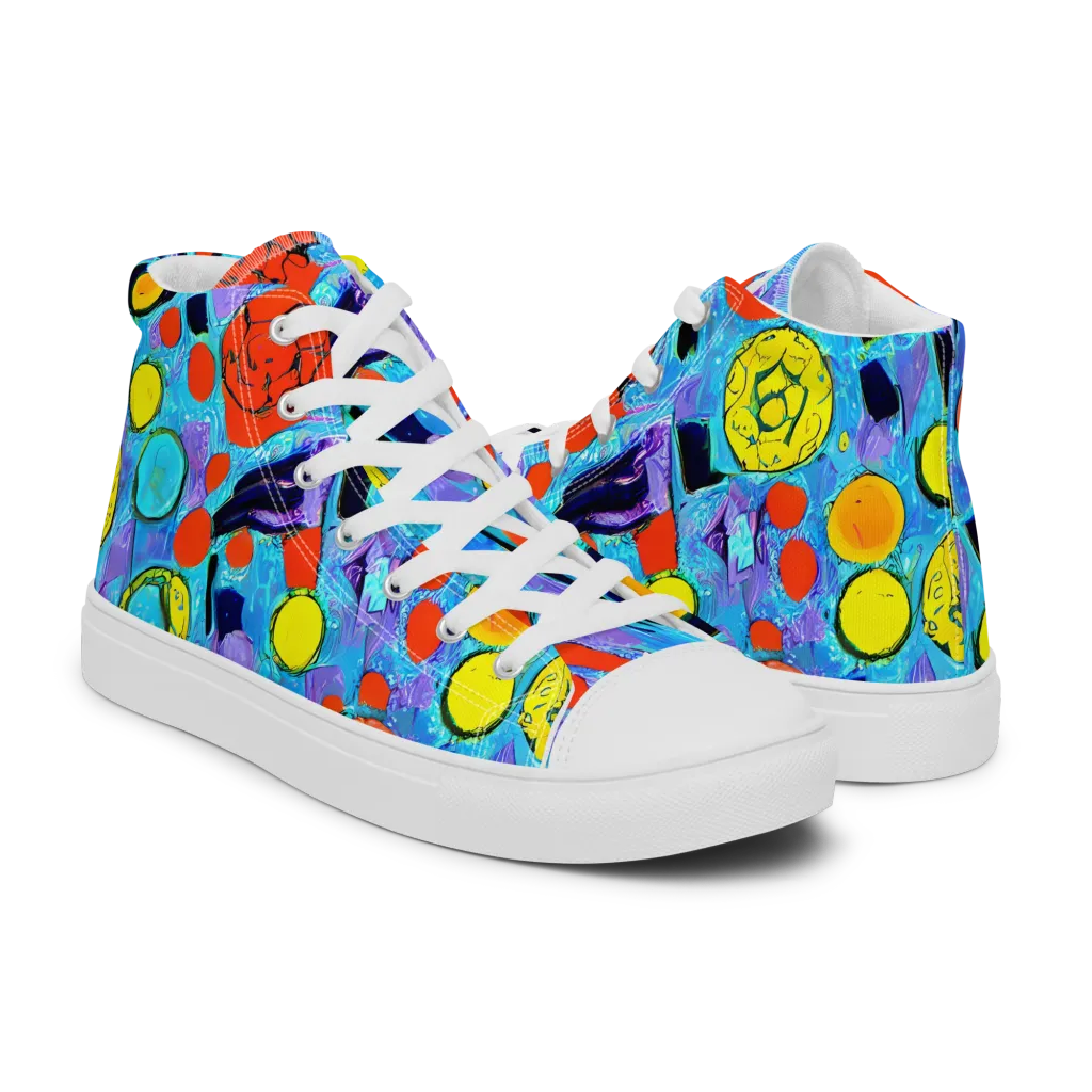 Cyan Carnival on Men's High Top Canvas Shoes — Right
