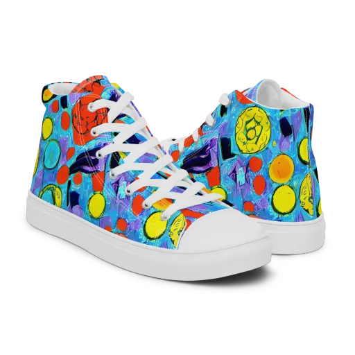 Cyan Carnival on a Men's High Top Canvas Shoes