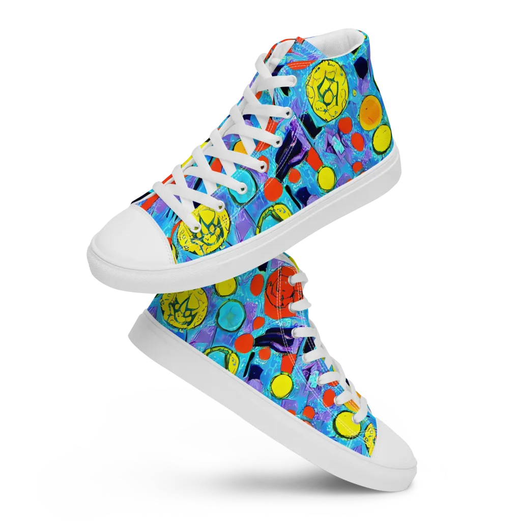 Cyan Carnival on Men's High Top Canvas Shoes — Front
