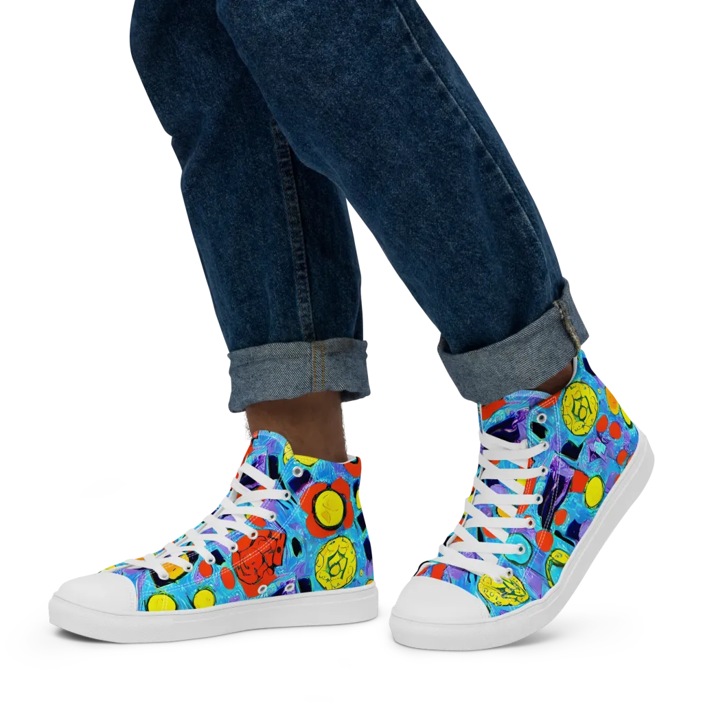 Cyan Carnival on Men's High Top Canvas Shoes — Left