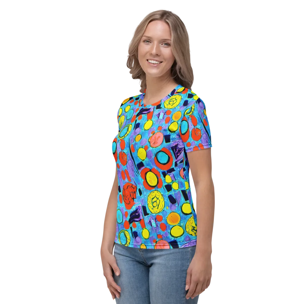 Cyan Carnival on Women's Crew Neck T-Shirt — Left
