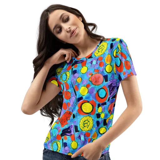Cyan Carnival on a Women's Crew Neck T-Shirt