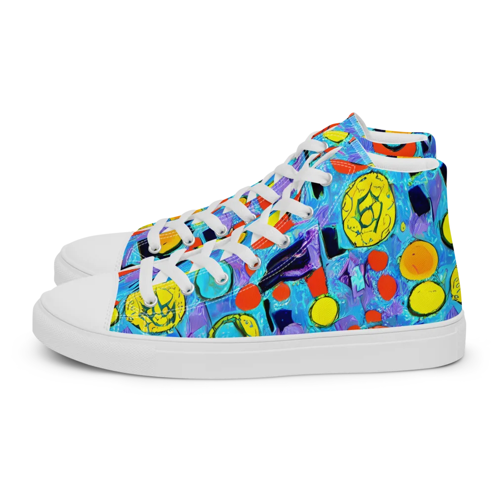 Cyan Carnival on Women's High Top Canvas Shoes — Left