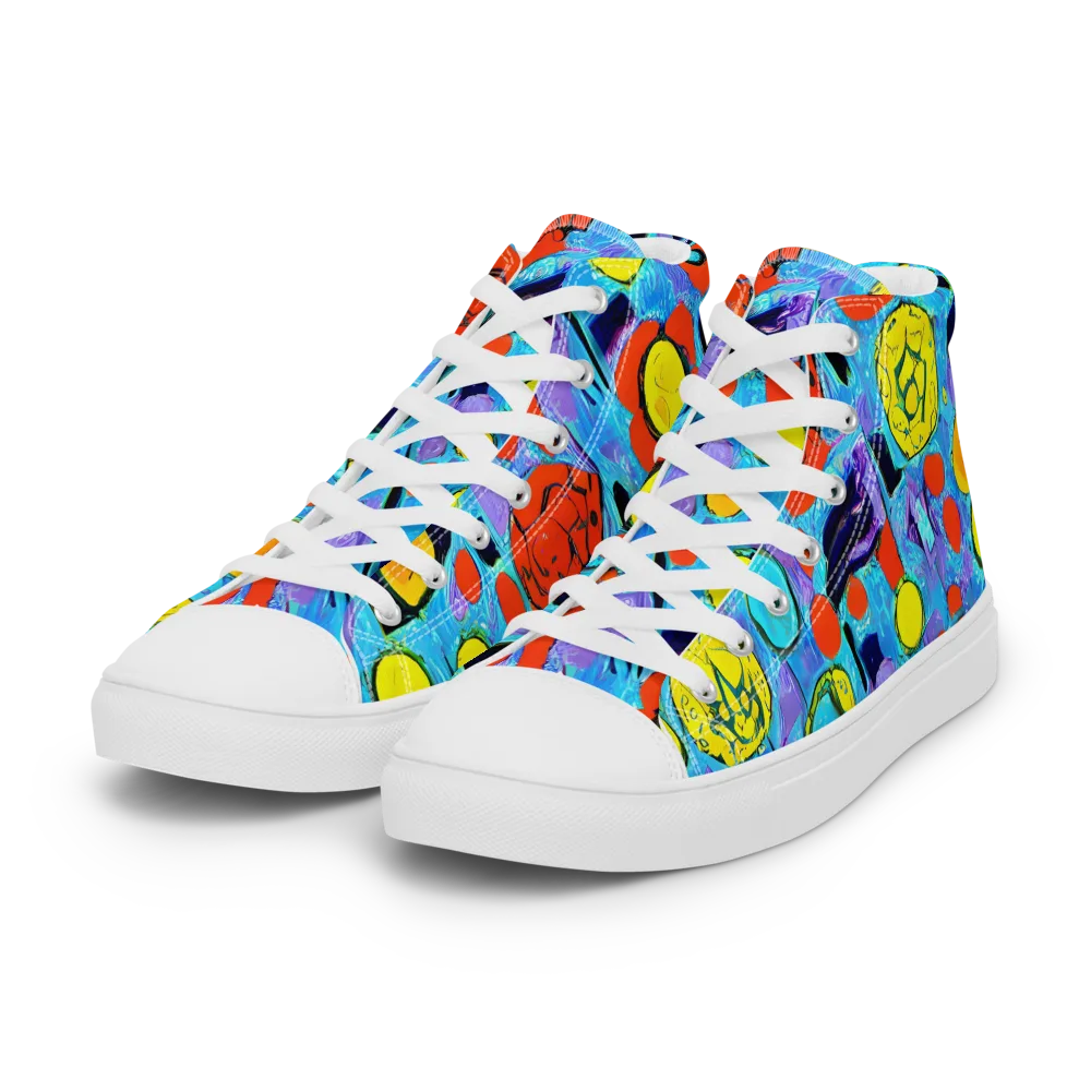 Cyan Carnival on Women's High Top Canvas Shoes — Left Front