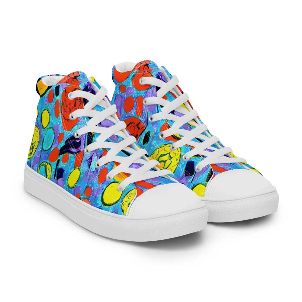 Cyan Carnival on Women's High Top Canvas Shoes — Right Front