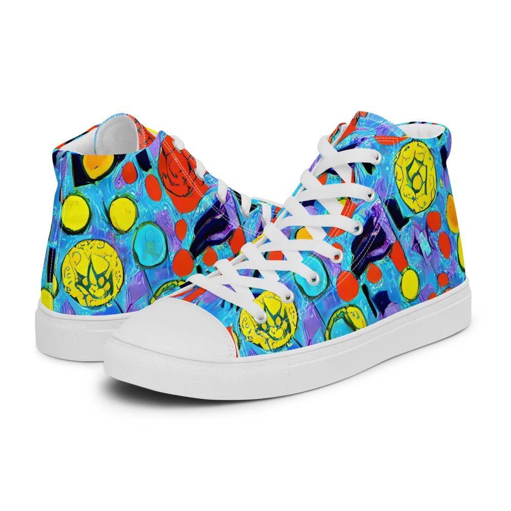 Cyan Carnival on Women's High Top Canvas Shoes — Left
