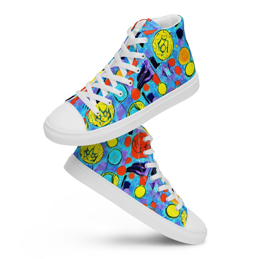 Cyan Carnival on Women's High Top Canvas Shoes — Front