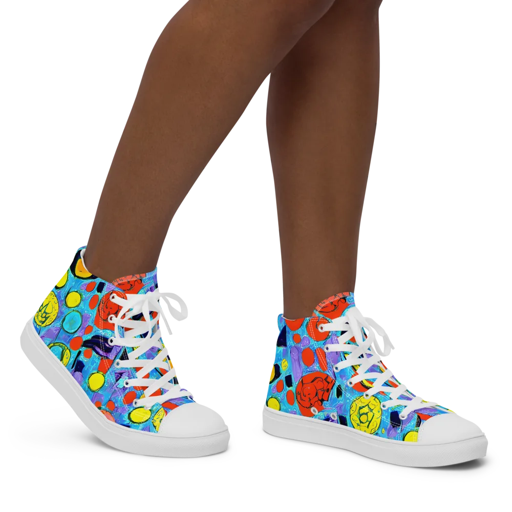 Cyan Carnival on Women's High Top Canvas Shoes — Right
