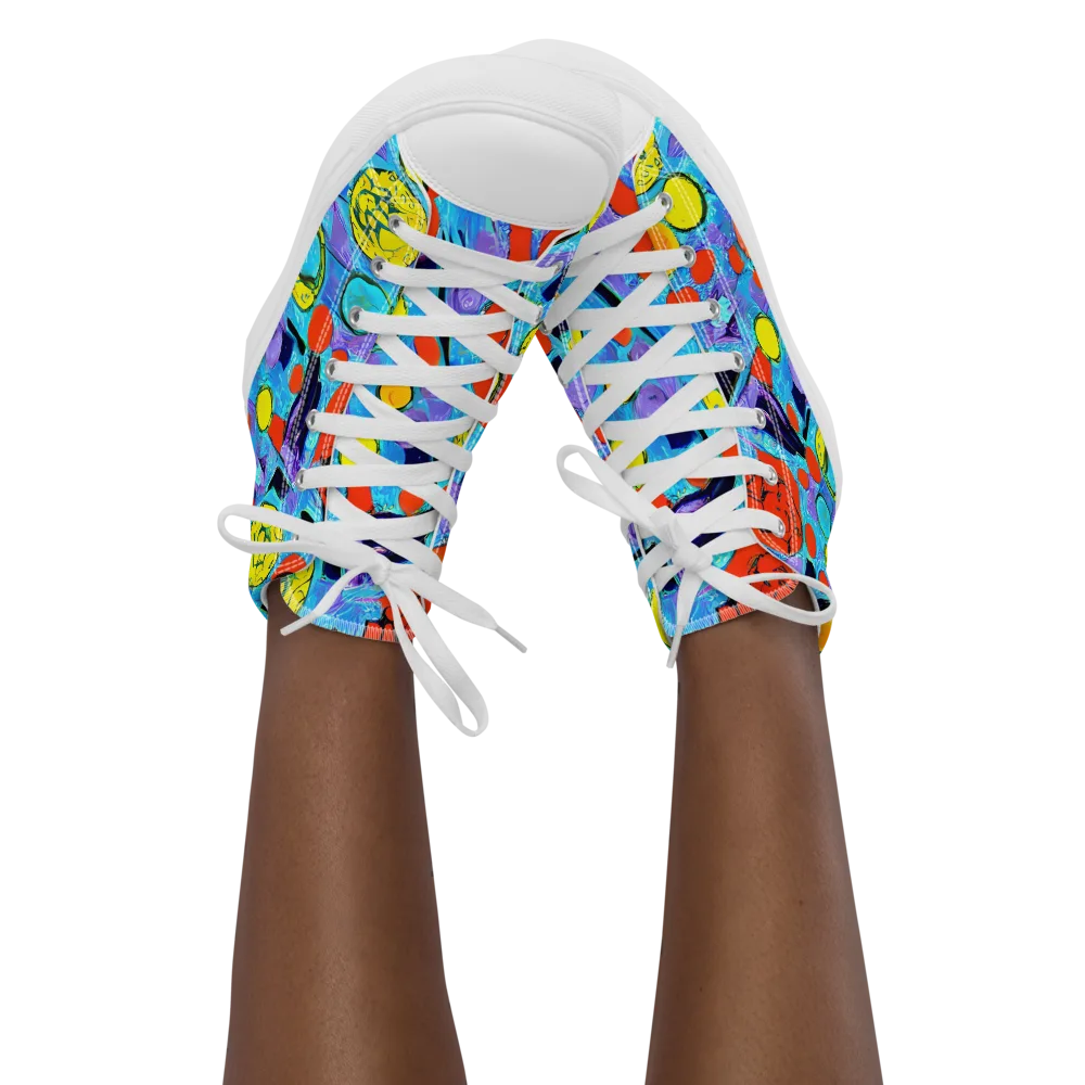 Cyan Carnival on Women's High Top Canvas Shoes — Front