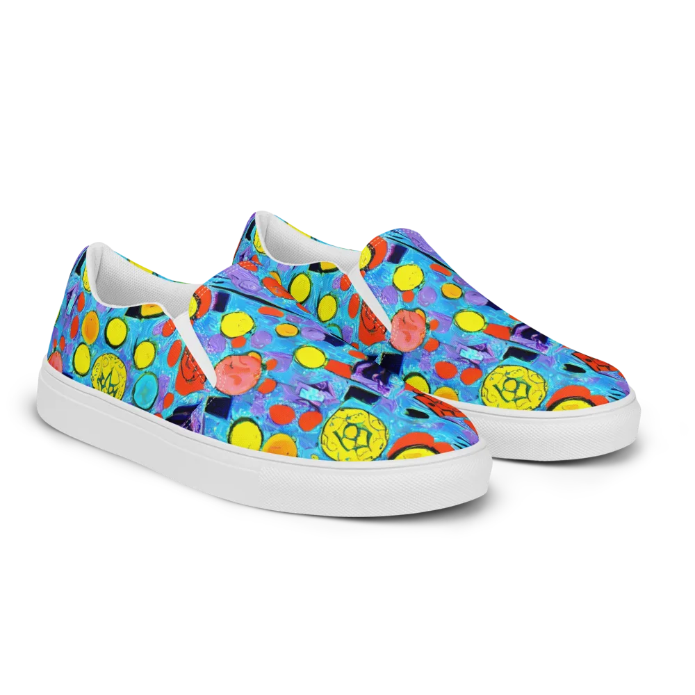Cyan Carnival on Men's Slip-On Canvas Shoes — Right Front