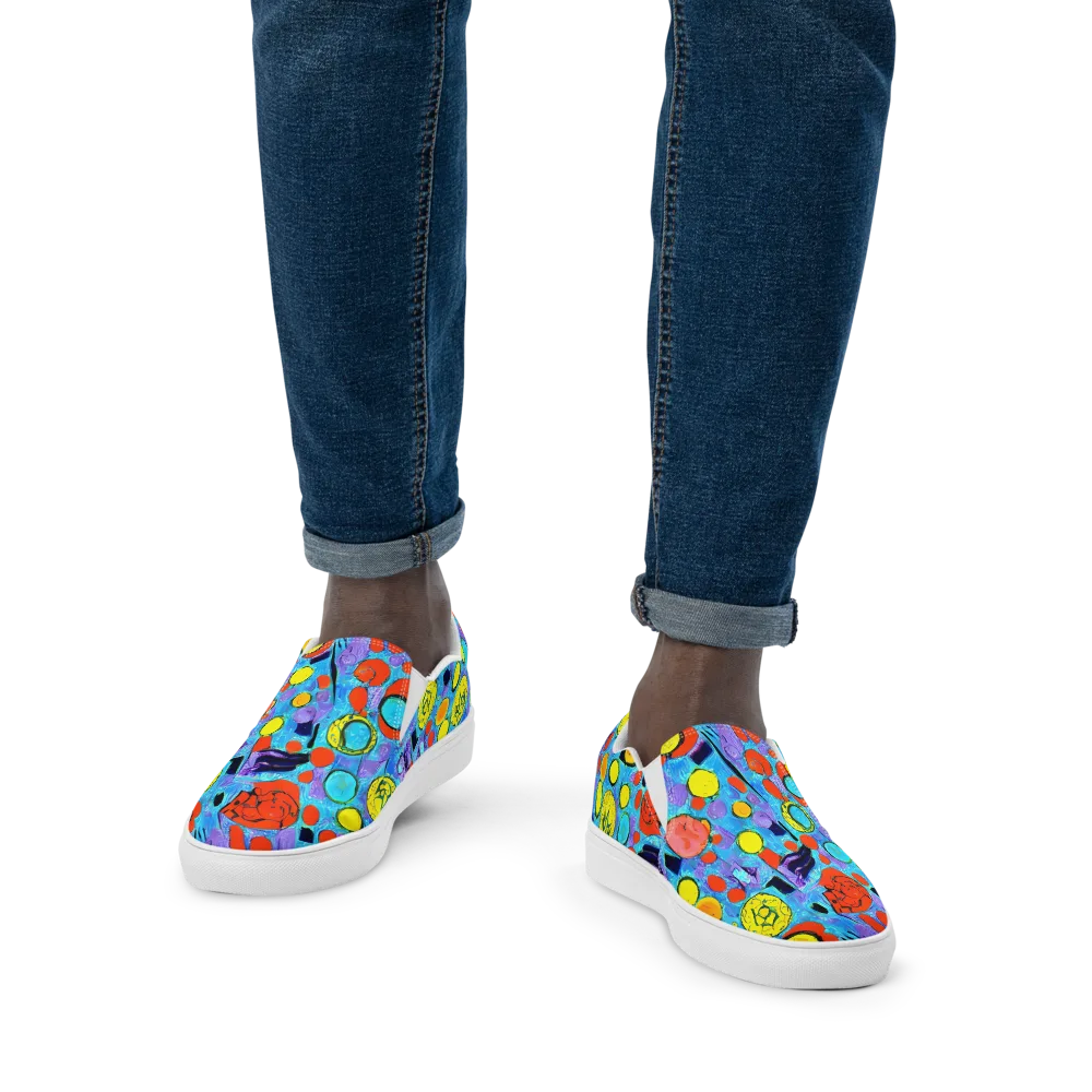 Cyan Carnival on Men's Slip-On Canvas Shoes — Front