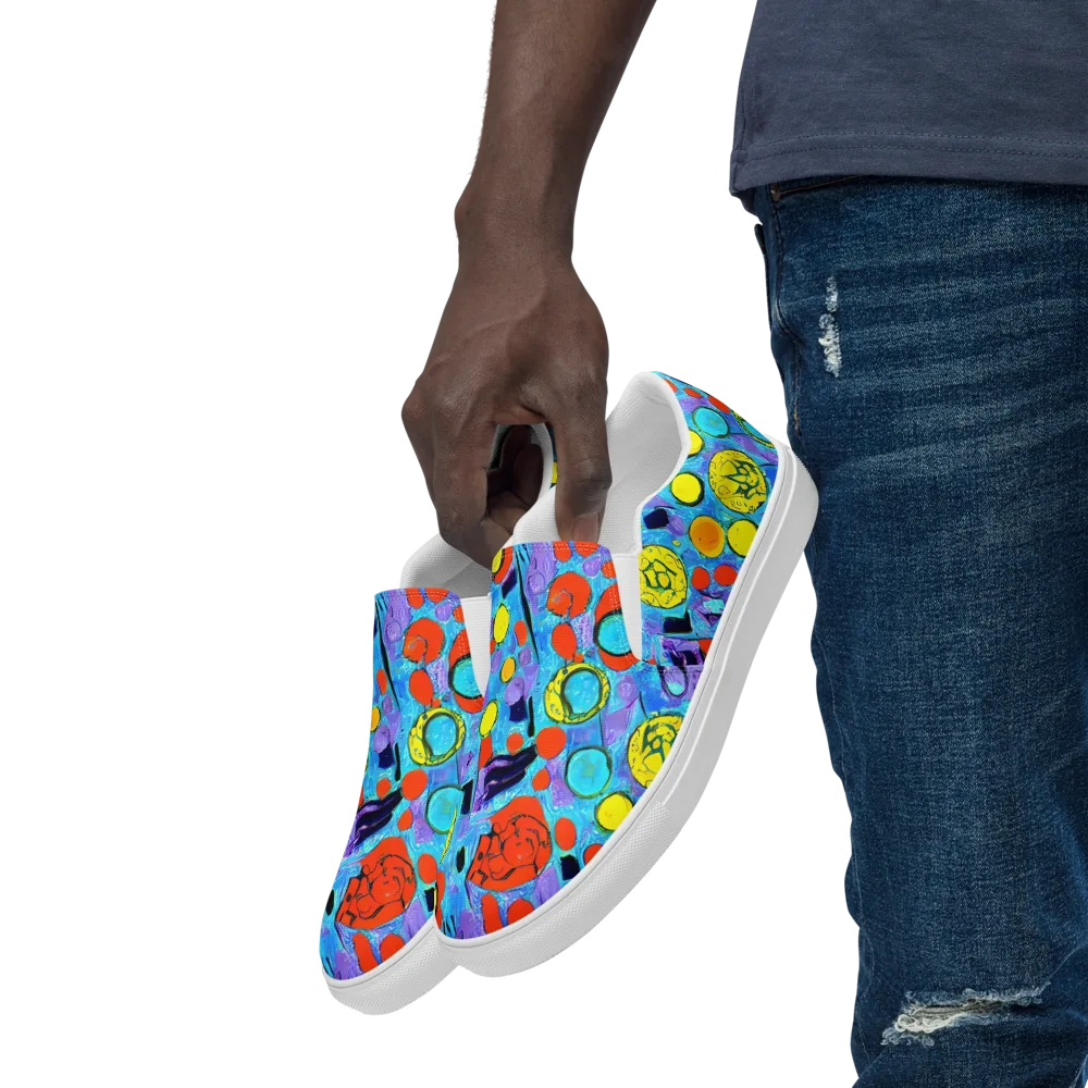 Cyan Carnival on Men's Slip-On Canvas Shoes — Left Front