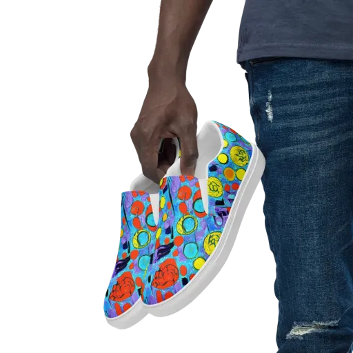 Cyan Carnival on a Men's Slip-On Canvas Shoes