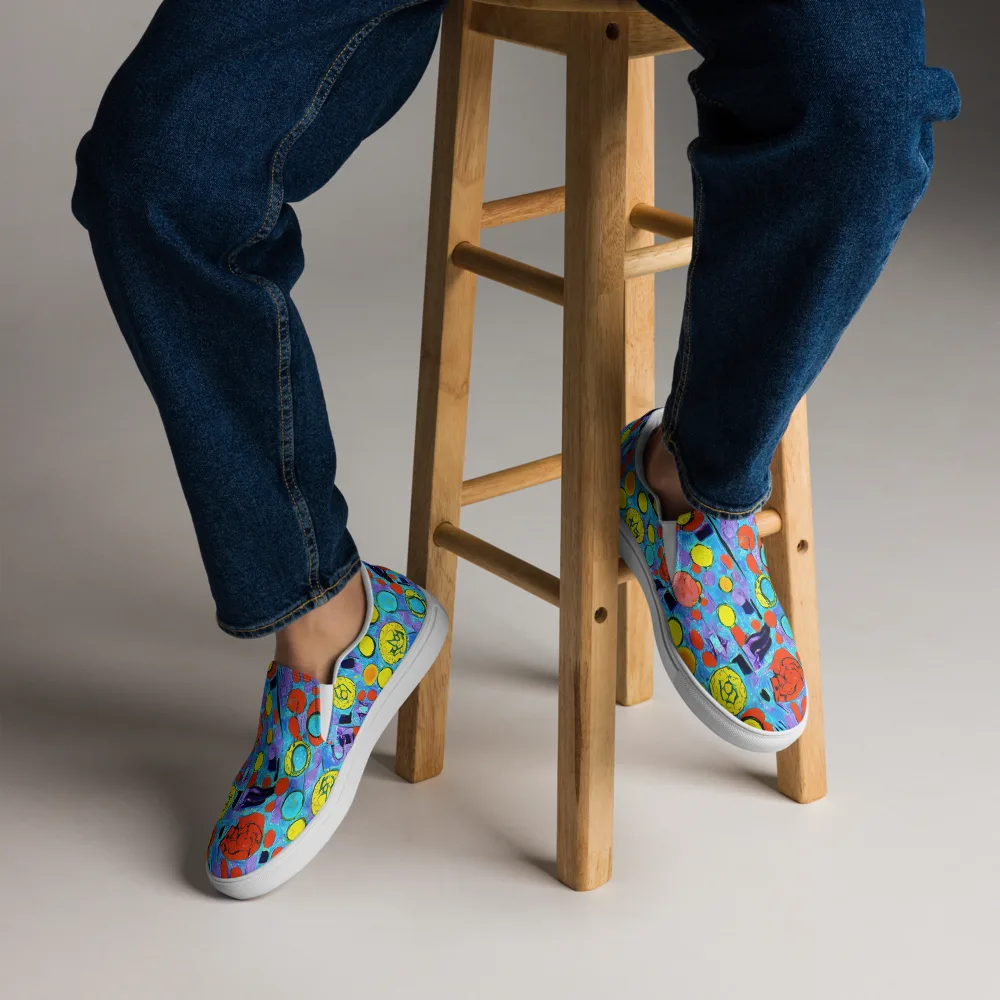 Cyan Carnival on Men's Slip-On Canvas Shoes — Front
