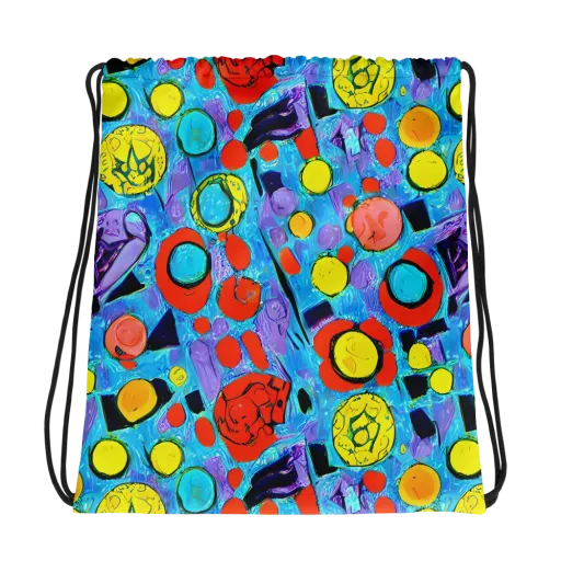 Cyan Carnival on a Drawstring Bag