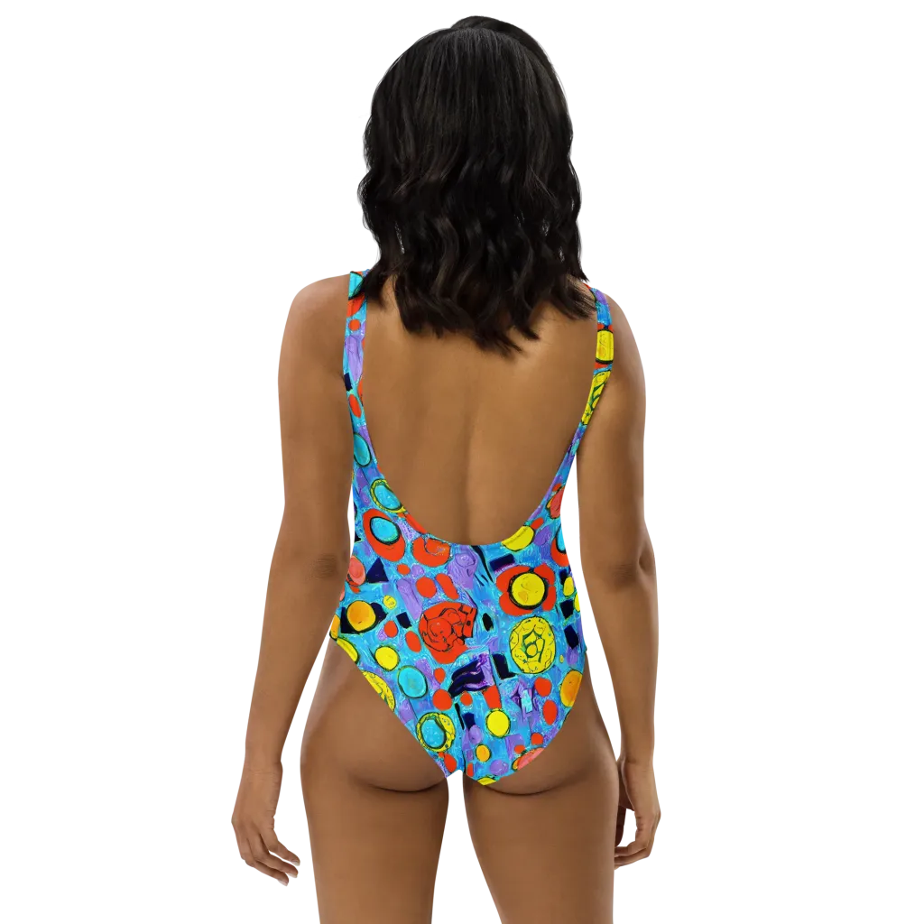Cyan Carnival on One-Piece Swimsuit — Back