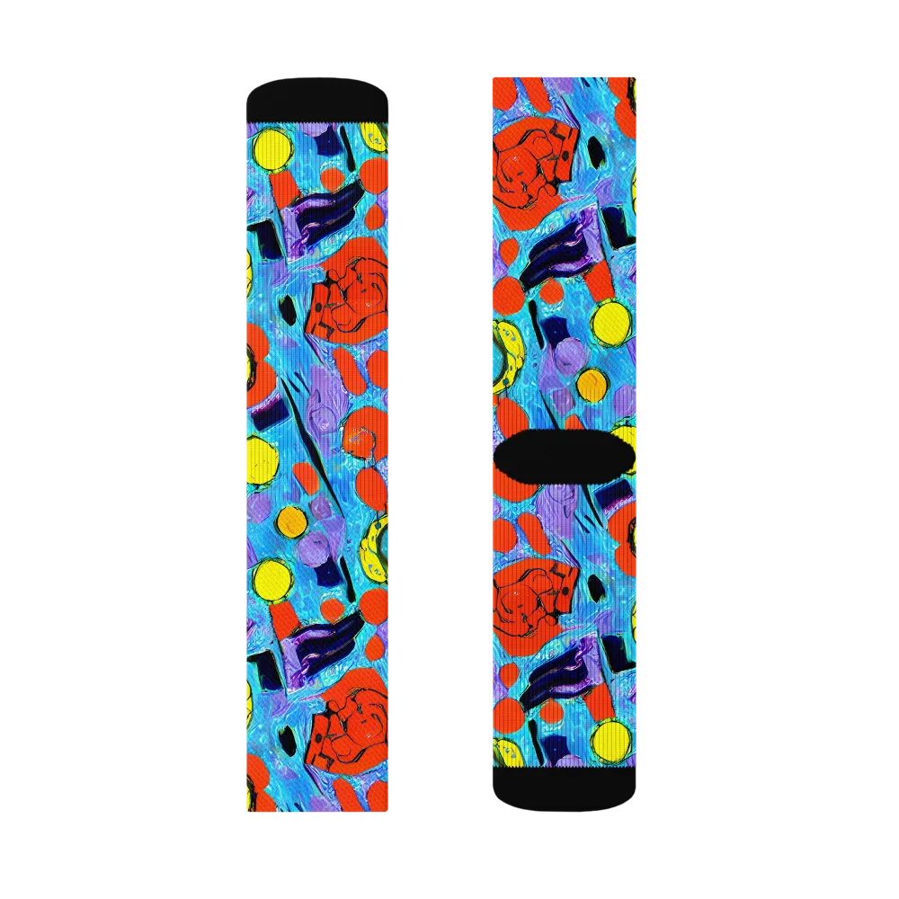 Cyan Carnival on Socks — Right Sock
