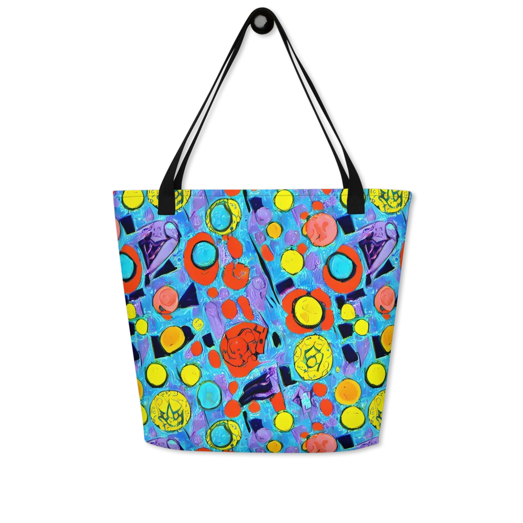 Cyan Carnival on Large Tote Bag W/ Pocket — Front
